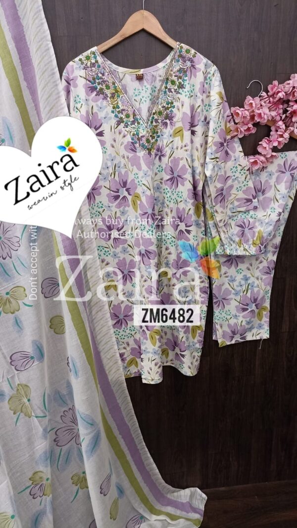 Zaira Designer Cotton Stitched Suit ZM6482