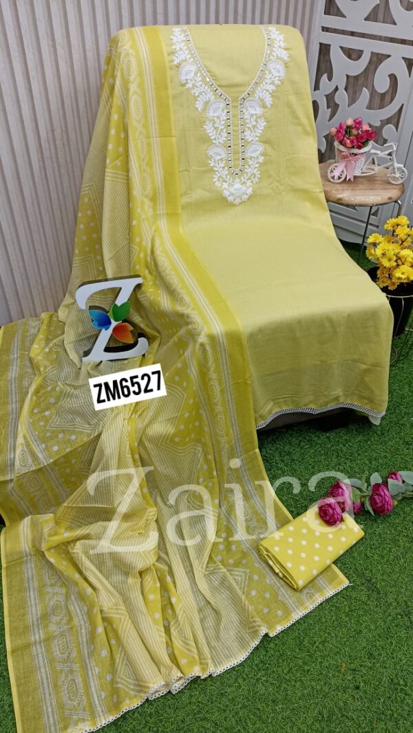 Cotton Designer Embroidery Lace Suit ZM6527