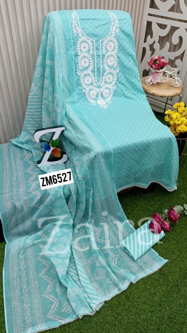 Cotton Designer Embroidery Lace Suit ZM6527