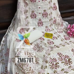 Zaira Khadi Cotton Block Print Suit ZM6781