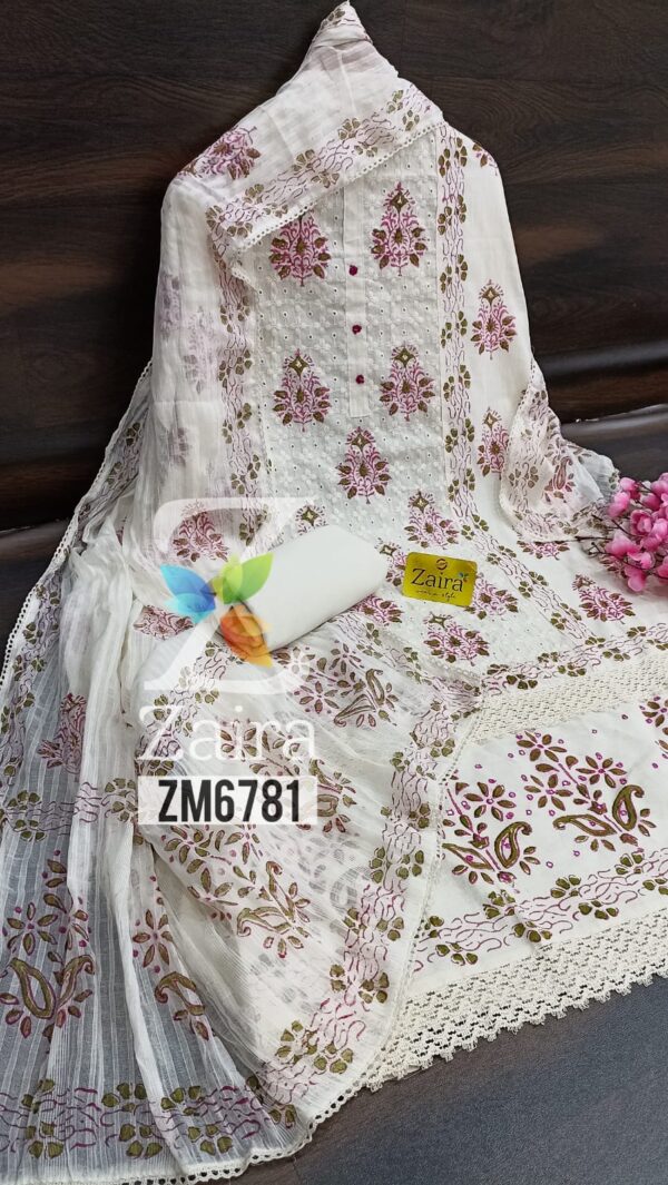 Zaira Khadi Cotton Block Print Suit ZM6781