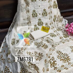 Zaira Khadi Cotton Block Print Suit ZM6781