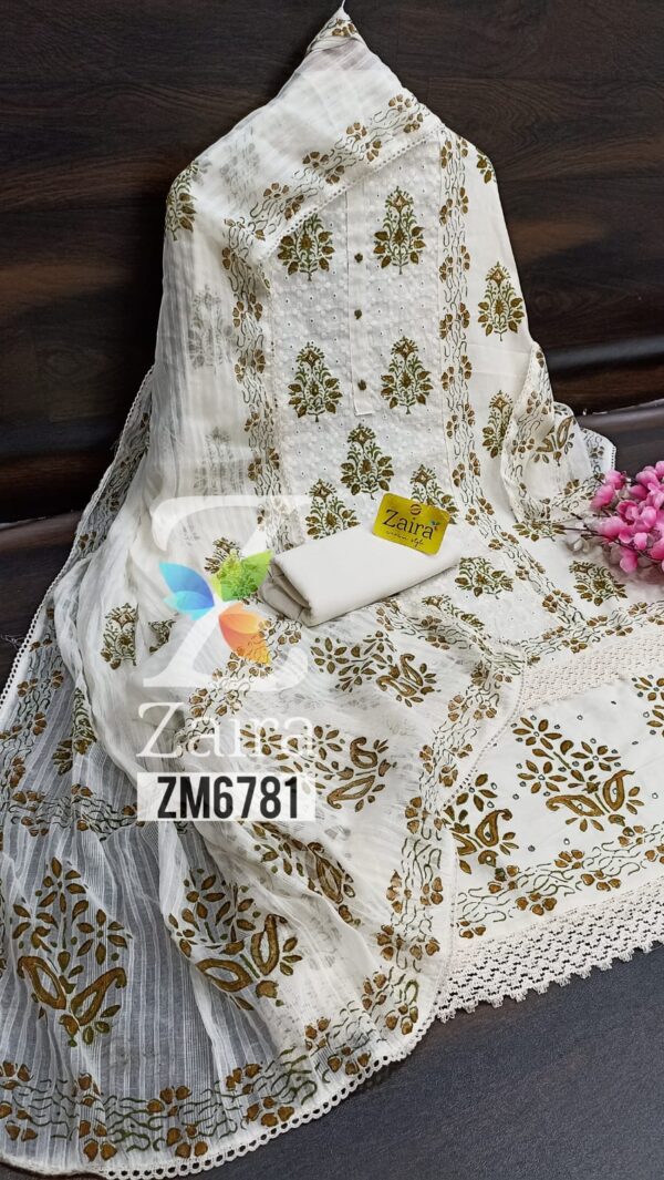 Zaira Khadi Cotton Block Print Suit ZM6781