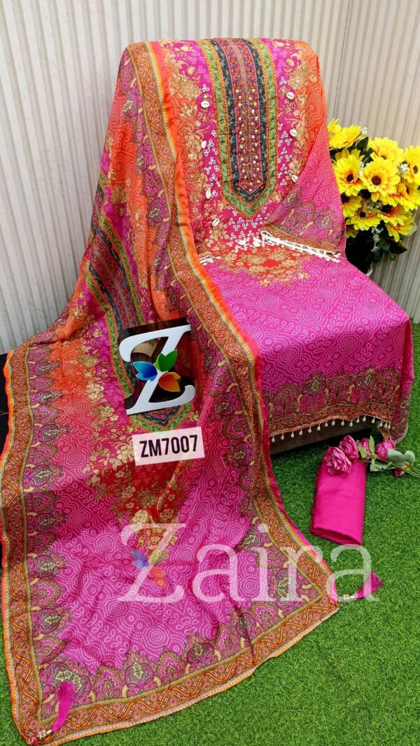 Glass Organza Digital Print Suit ZM7007