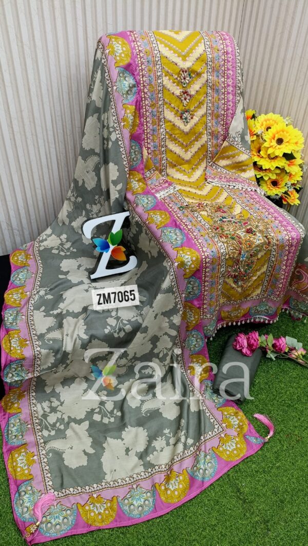 Pure Miuslin Digital Print Suit ZM7065