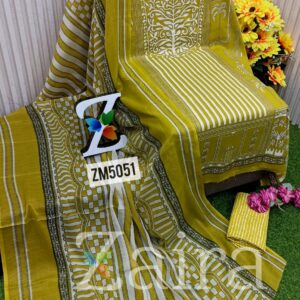 Slub Cotton Printed Suit ZM5051