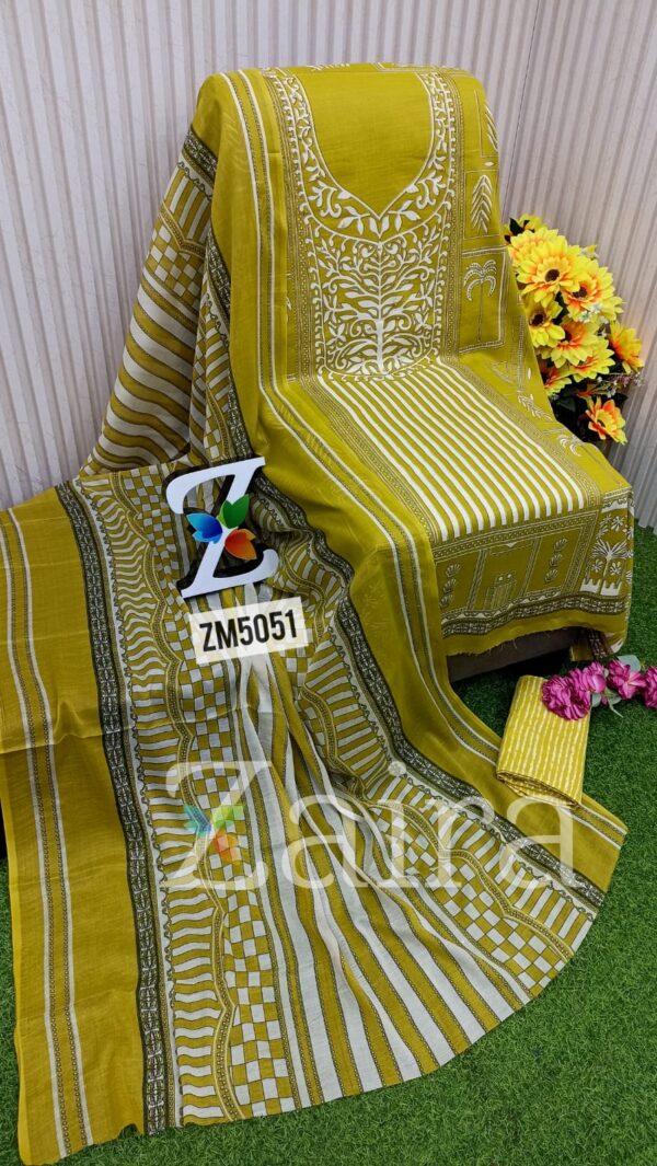 Slub Cotton Printed Suit ZM5051